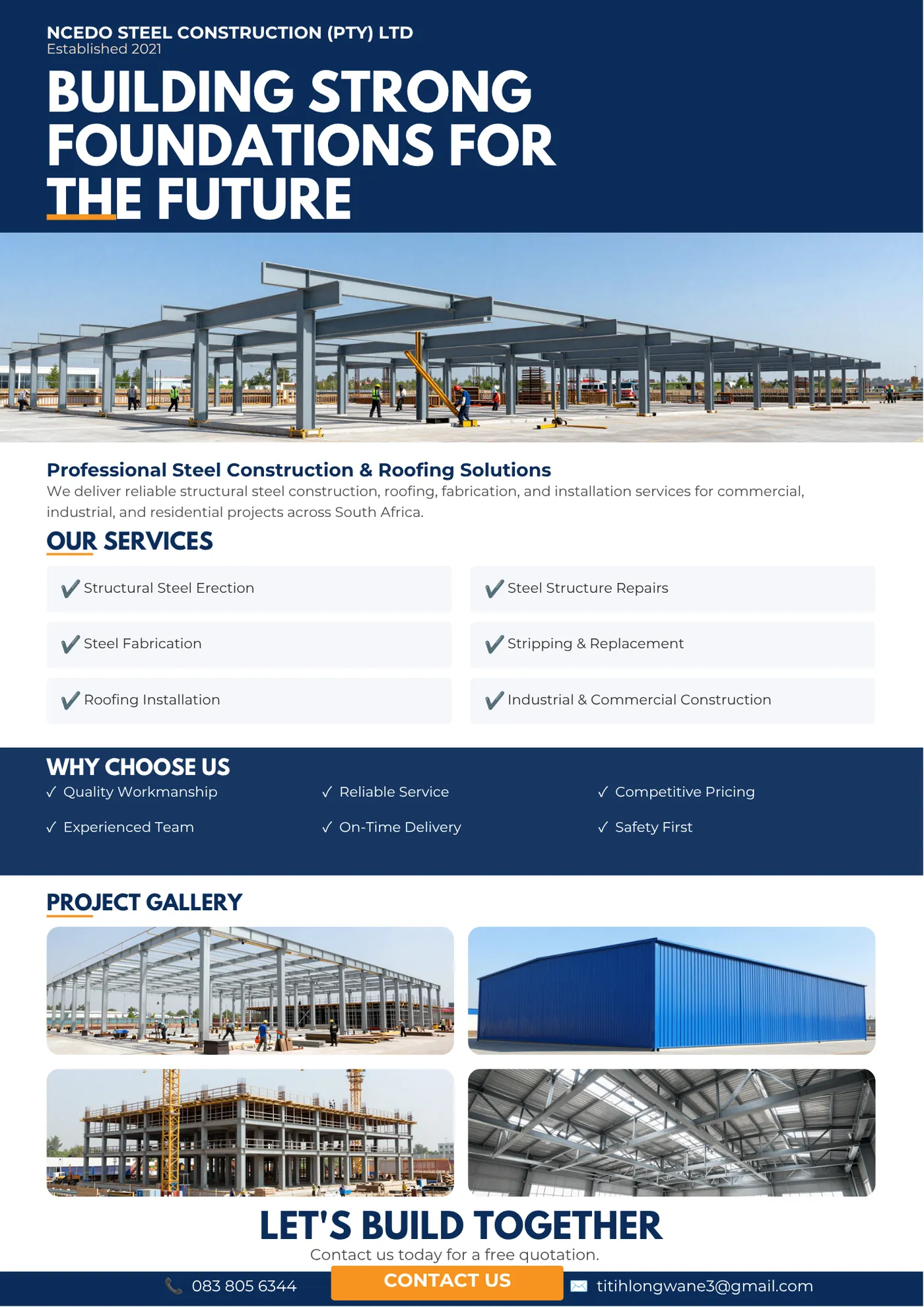 Poster design for a steel construction company