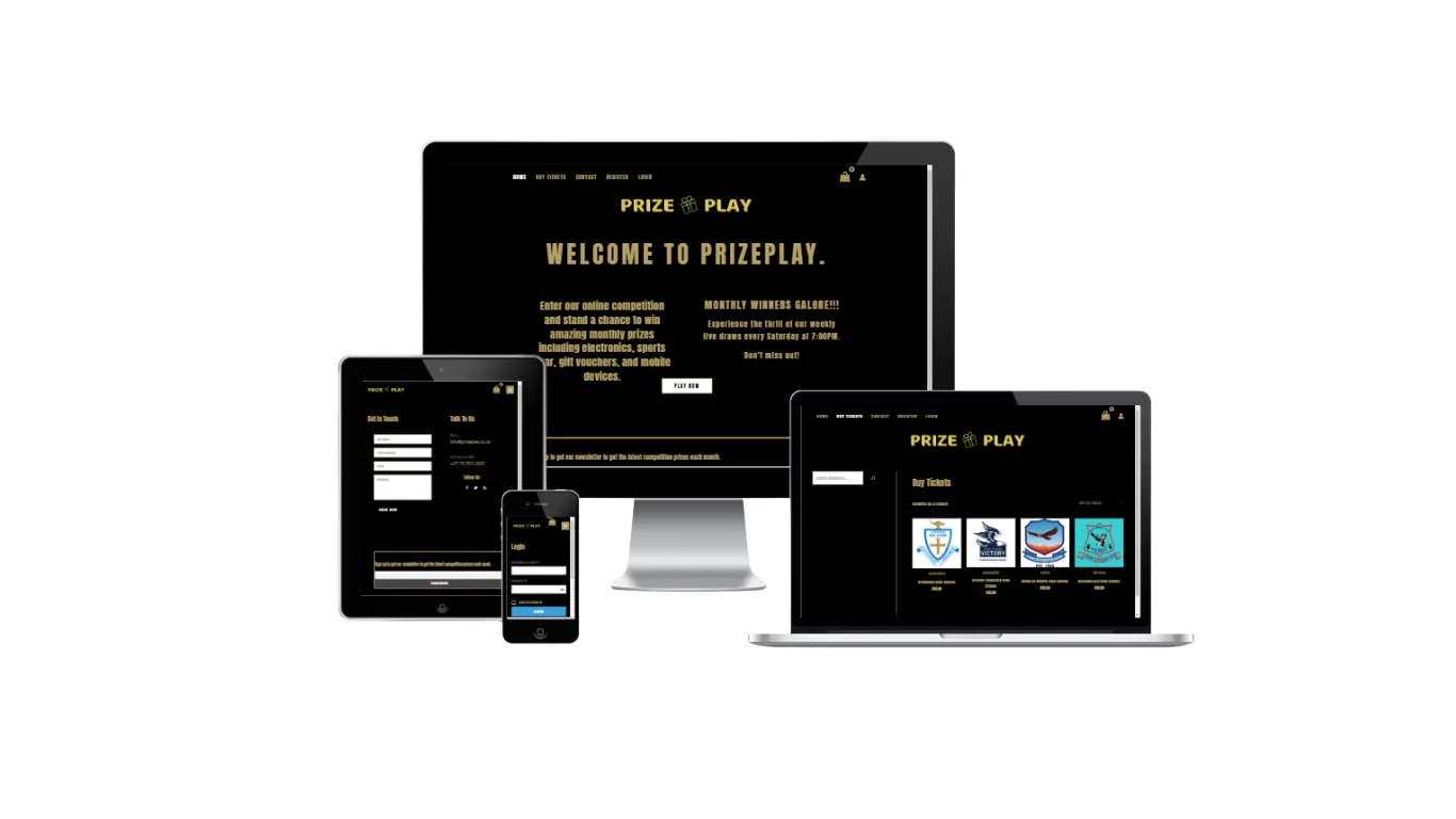 Online raffle competition e-commerce website design concept
